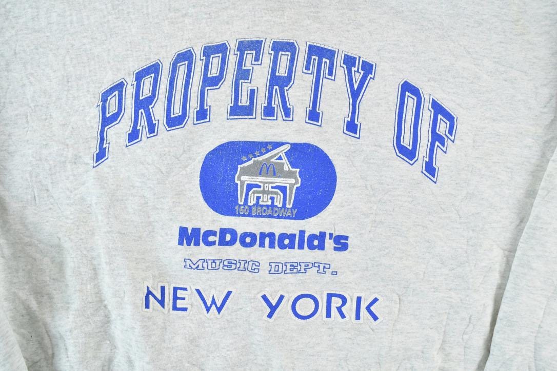 Vintage 1990s Mcdonalds Music Department New York Crewneck Sweatshirt Made In USA