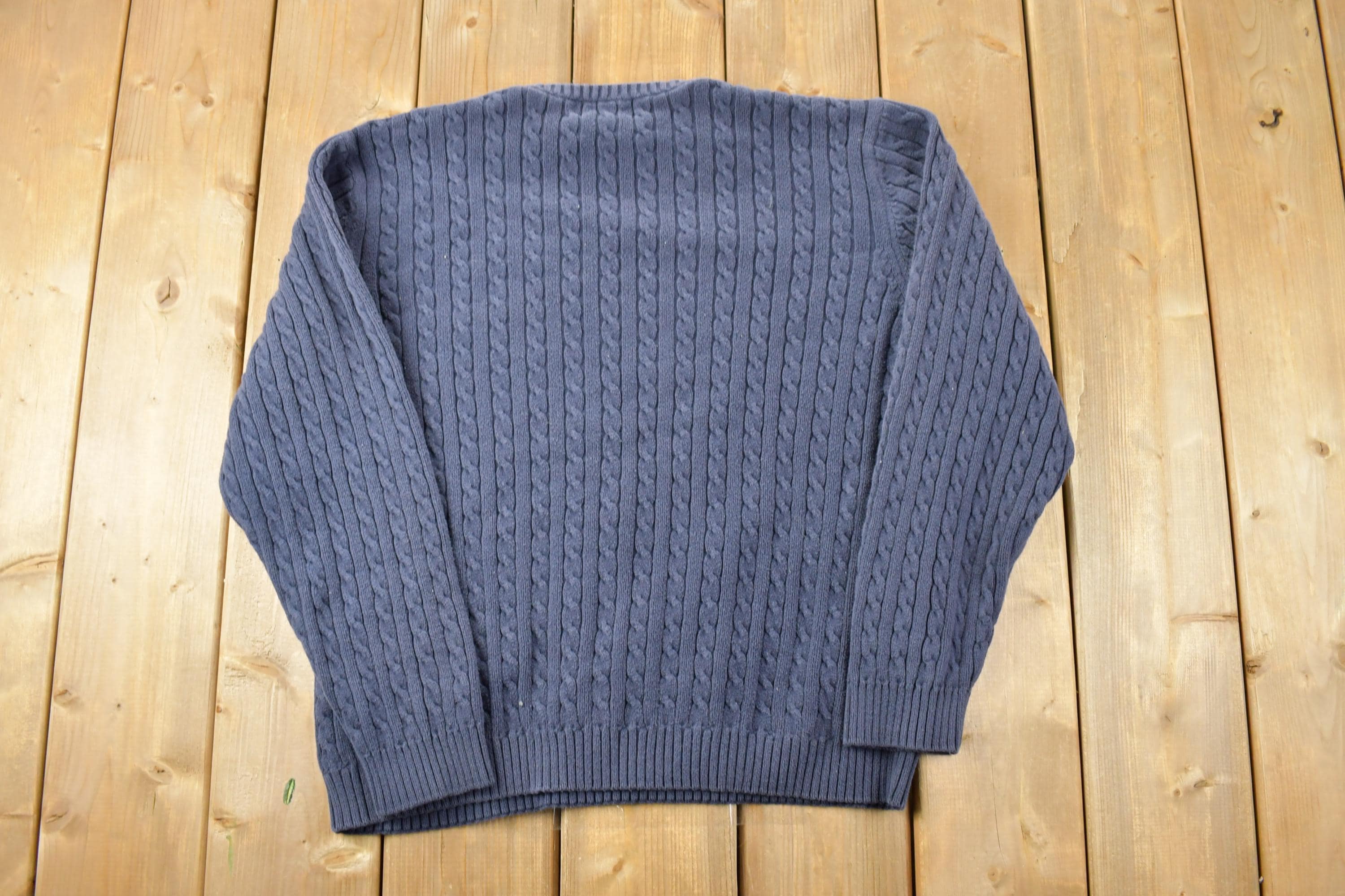 Vintage 1990s Champs Cable Knit Crewneck Sweater