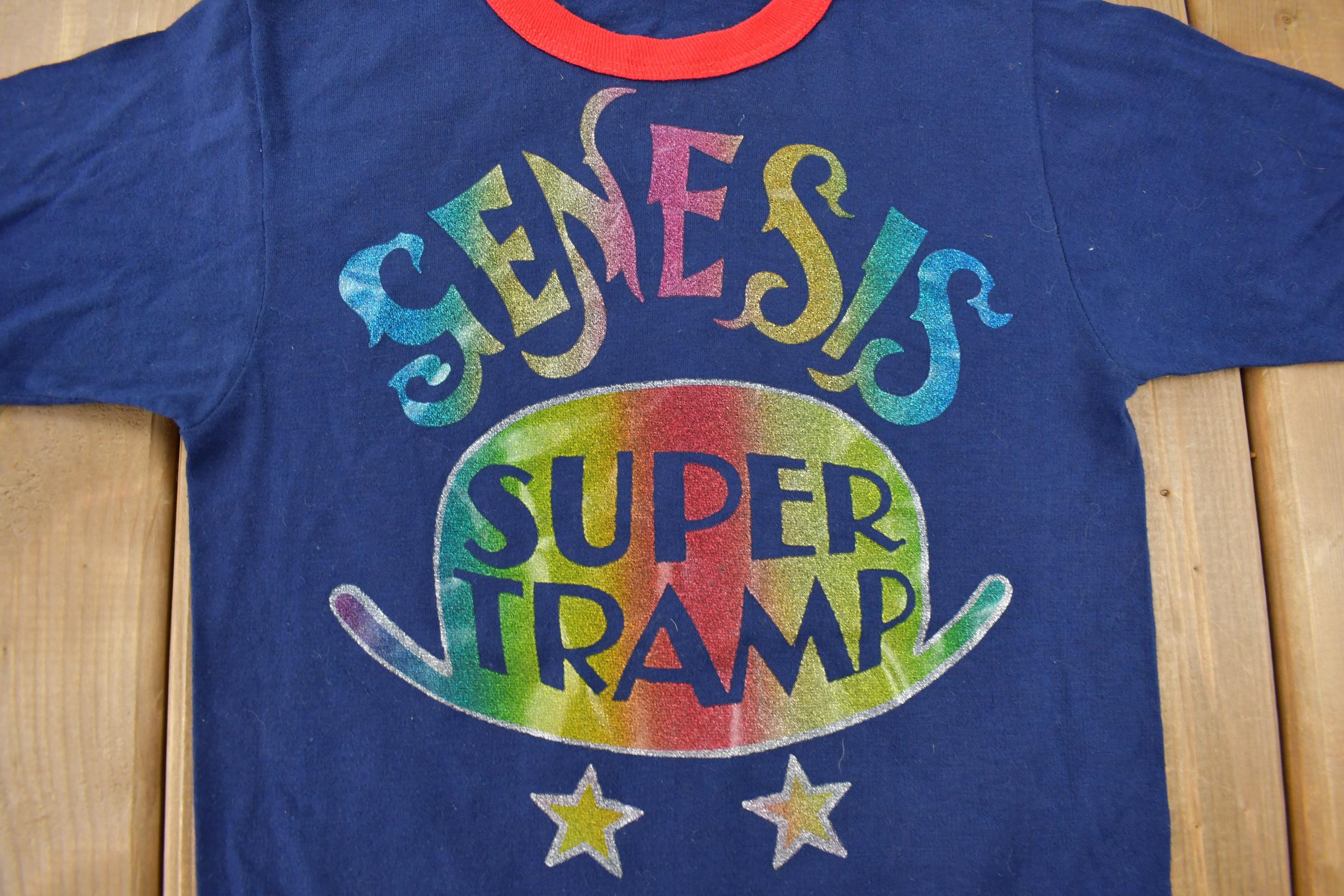 Vintage 1970s Genesis Super Tramp Led-Zeppelin rush Aerosmith Graphic Ringer Band Tee Made in USA
