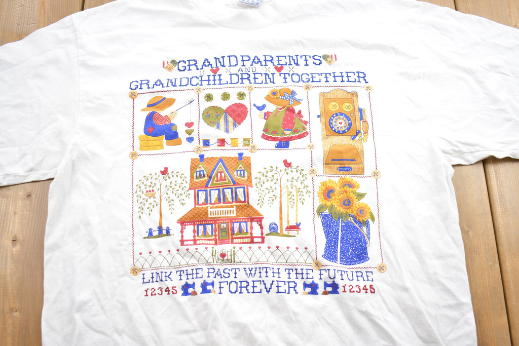 Vintage 1990s Cute Grandparents Together Graphic T-Shirt