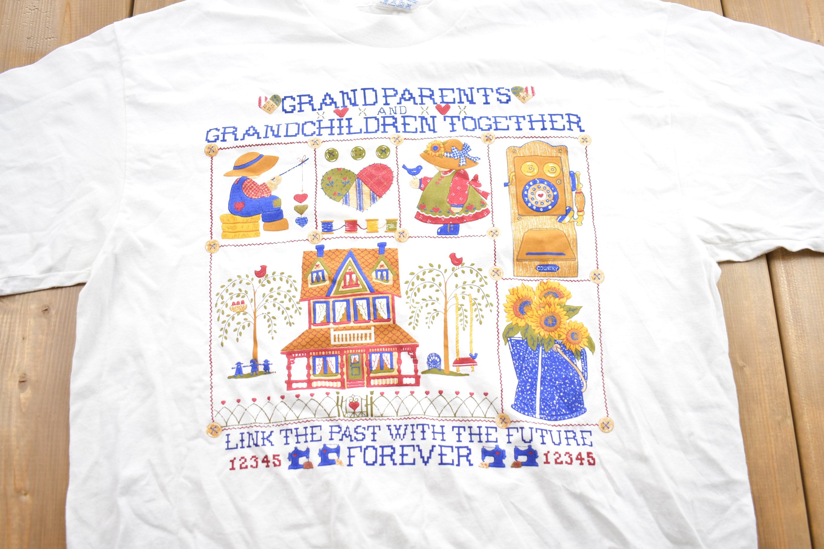 Vintage 1990s Cute Grandparents Together Graphic T-Shirt