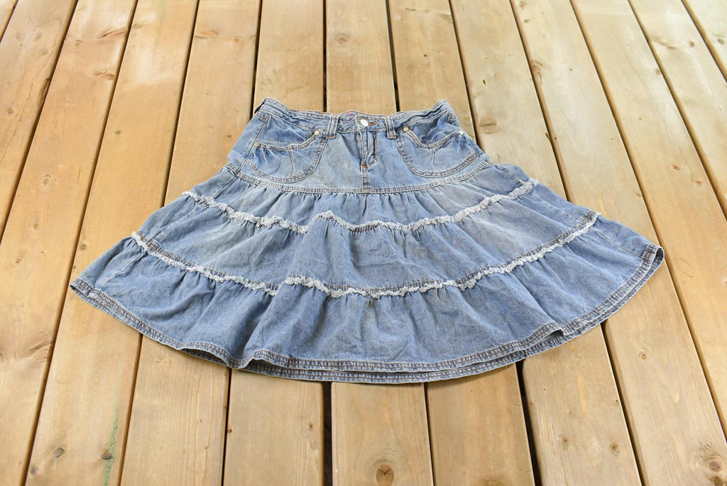 Vintage Y2K Yonique Denim Ruffled Mini Skirt Women's 27 / 90s Streetwear / Vintage Denim Skirt / Summer Wear / Jean Skirt / Jorts