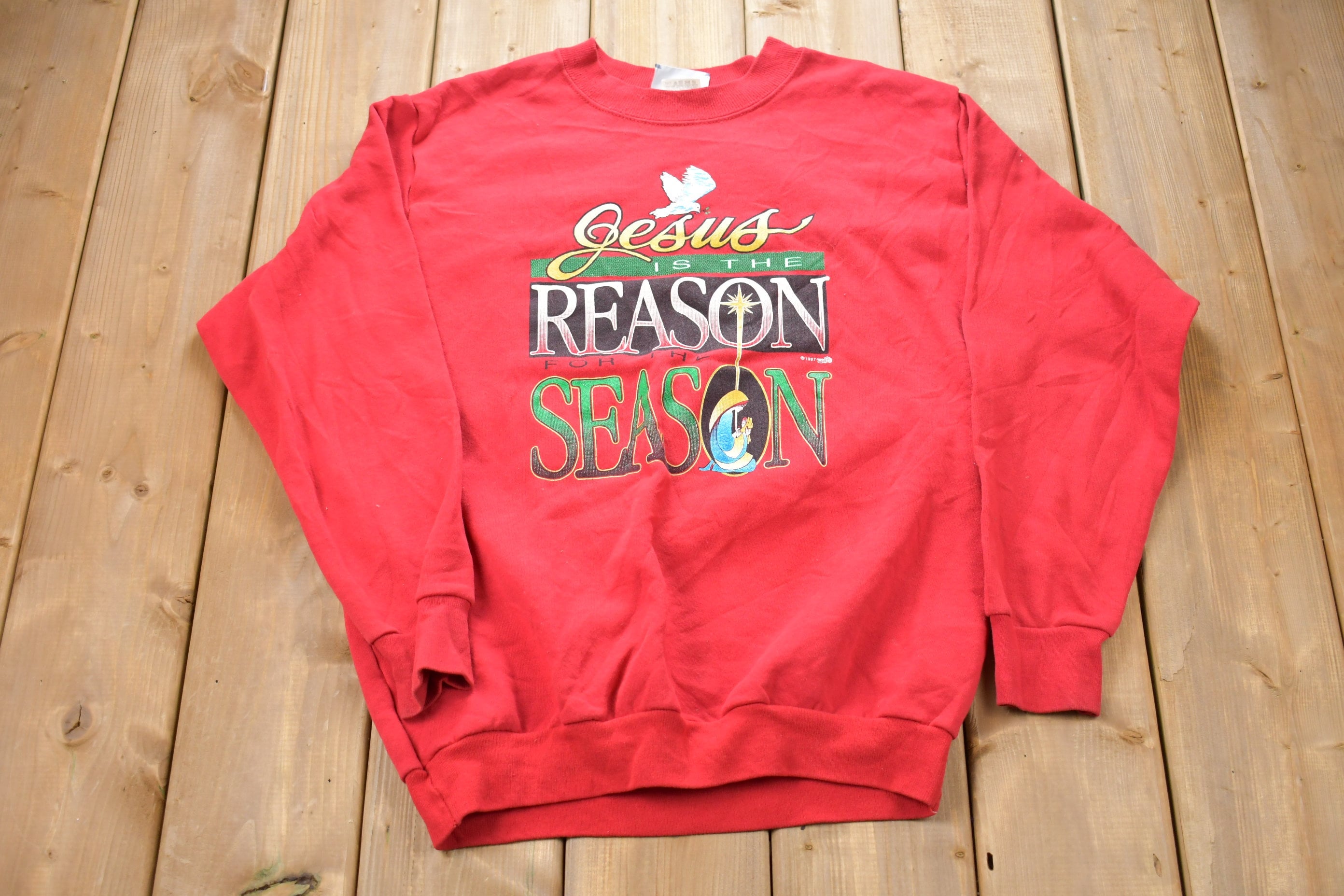 Vintage 1997 Lee Jesus Is The Reason Crewneck Sweatshirt