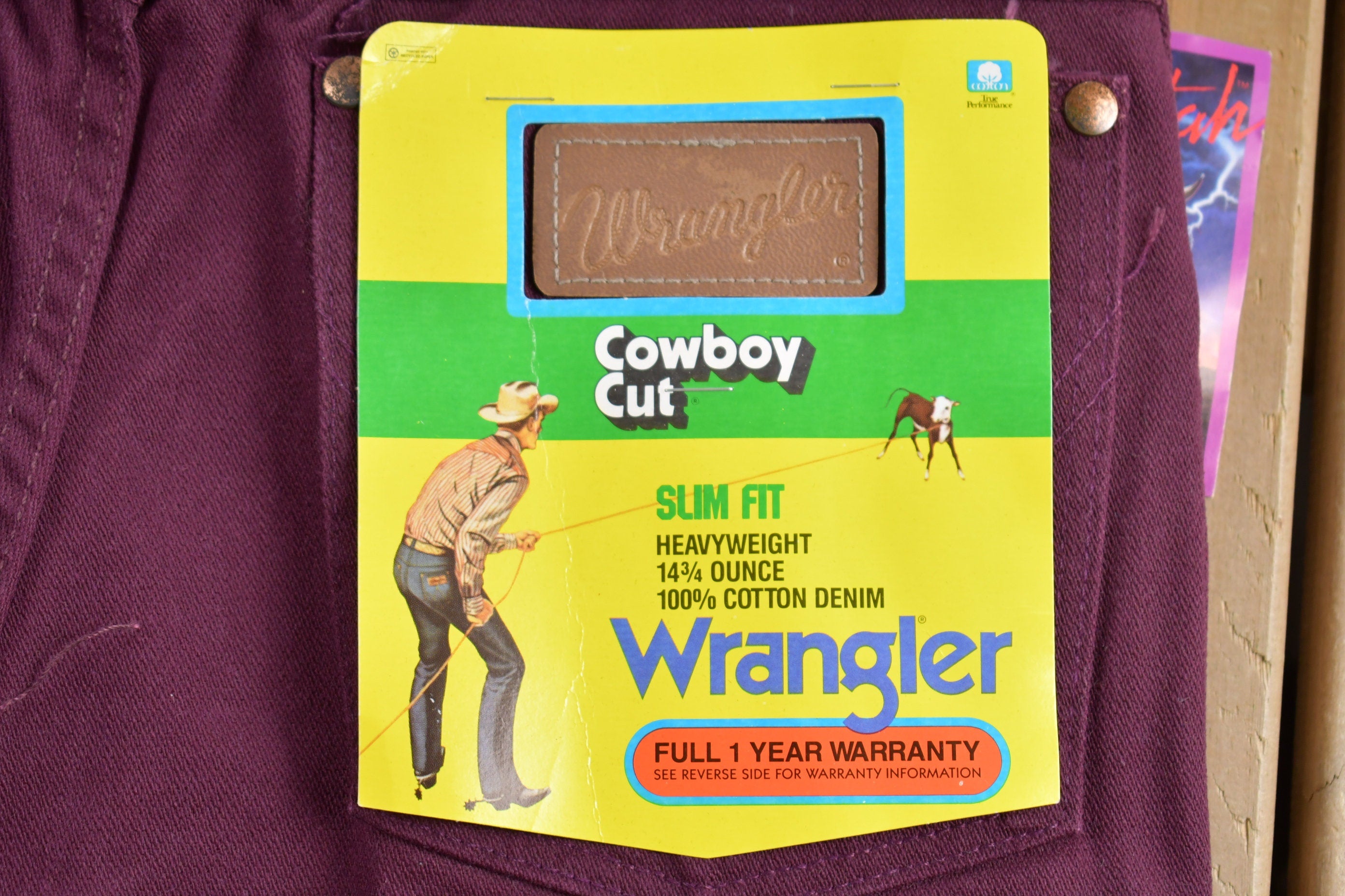 Wrangler Cowboy Cut Deadstock Vintage 1980s Jeans Size 28 x 34 Burgundy