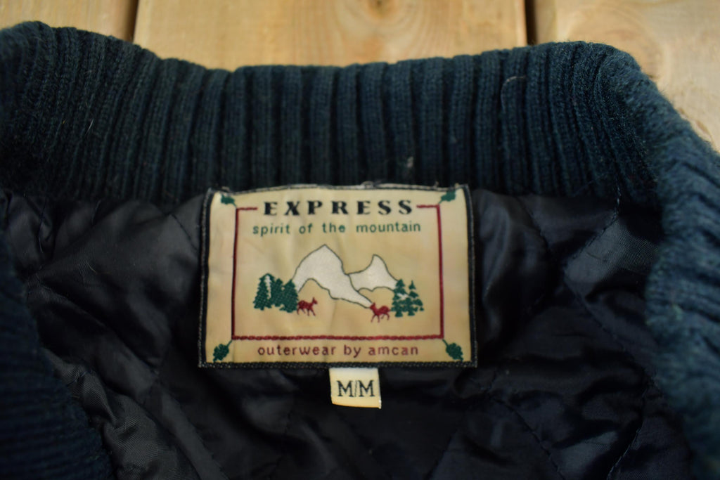 Vintage 1980s Express Knitted Abstract Cardigan Sweater Jacket