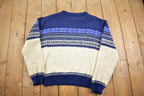 Vintage 1990s Rob Winter Pattern Knit Crewneck Sweater - Medium