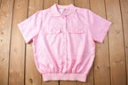 Vintage 1980s Alicia Polyester Button Up Polo Shirt