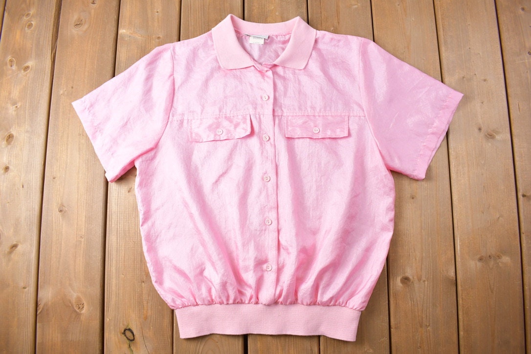 Vintage 1980s Alicia Polyester Button Up Polo Shirt