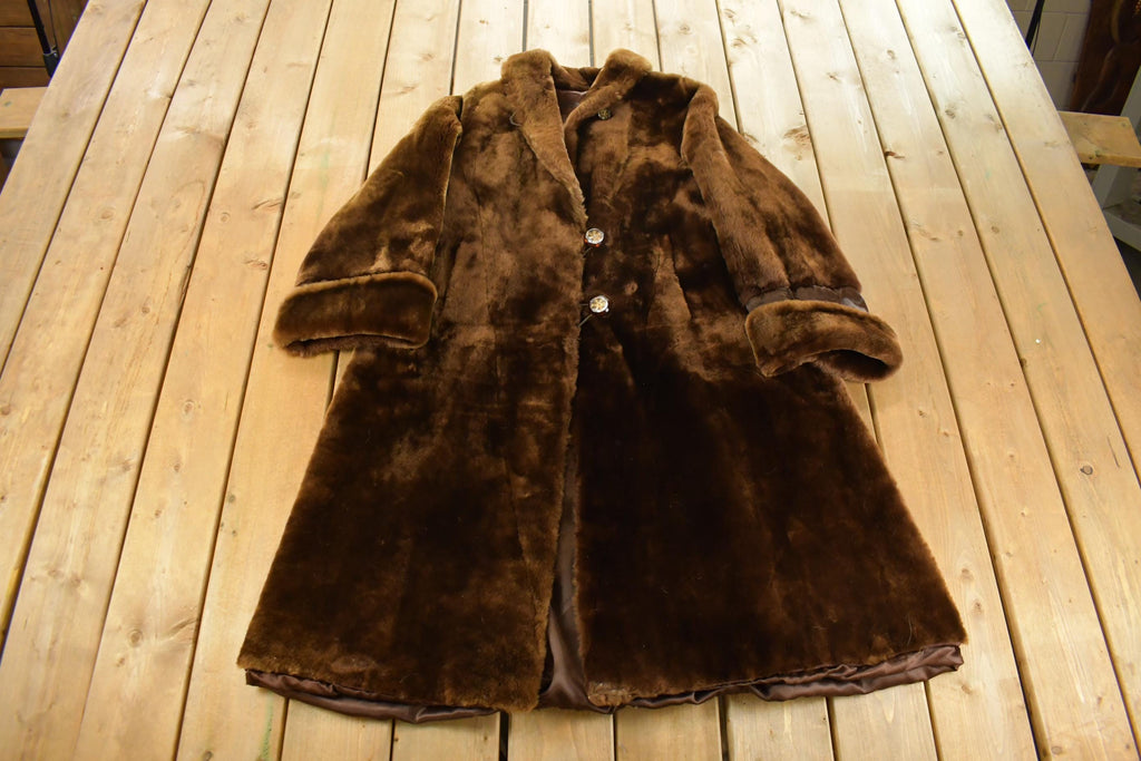 Vintage 1970s Sheared Mouton Fur Coat Women's Large
