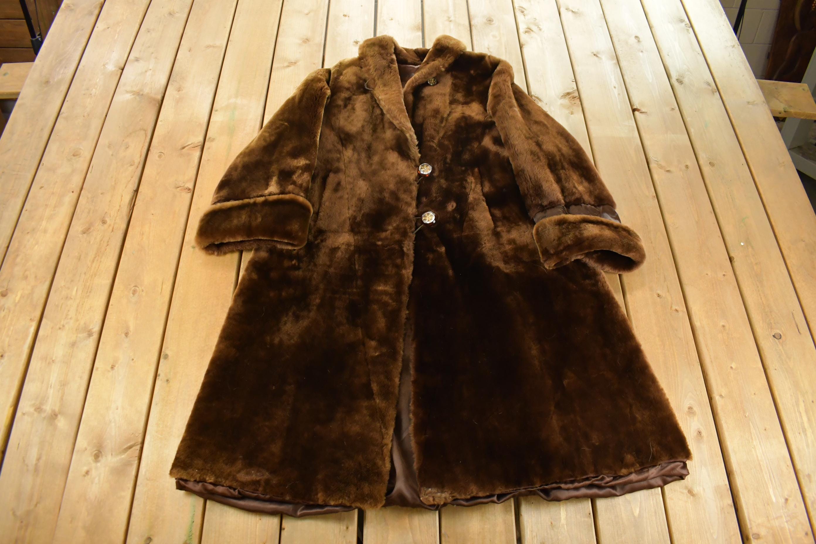 Vintage 1970s Sheared Mouton Fur Coat Women's Large