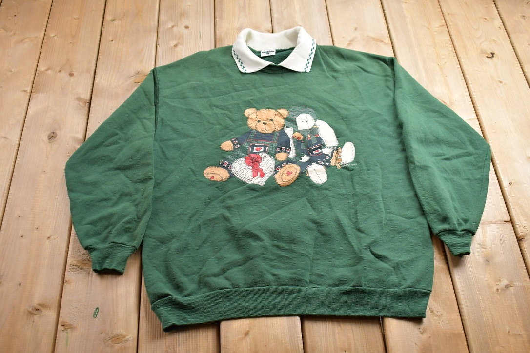 Vintage 1980s Cute Teddy Bear and Bunny Crewneck Sweater