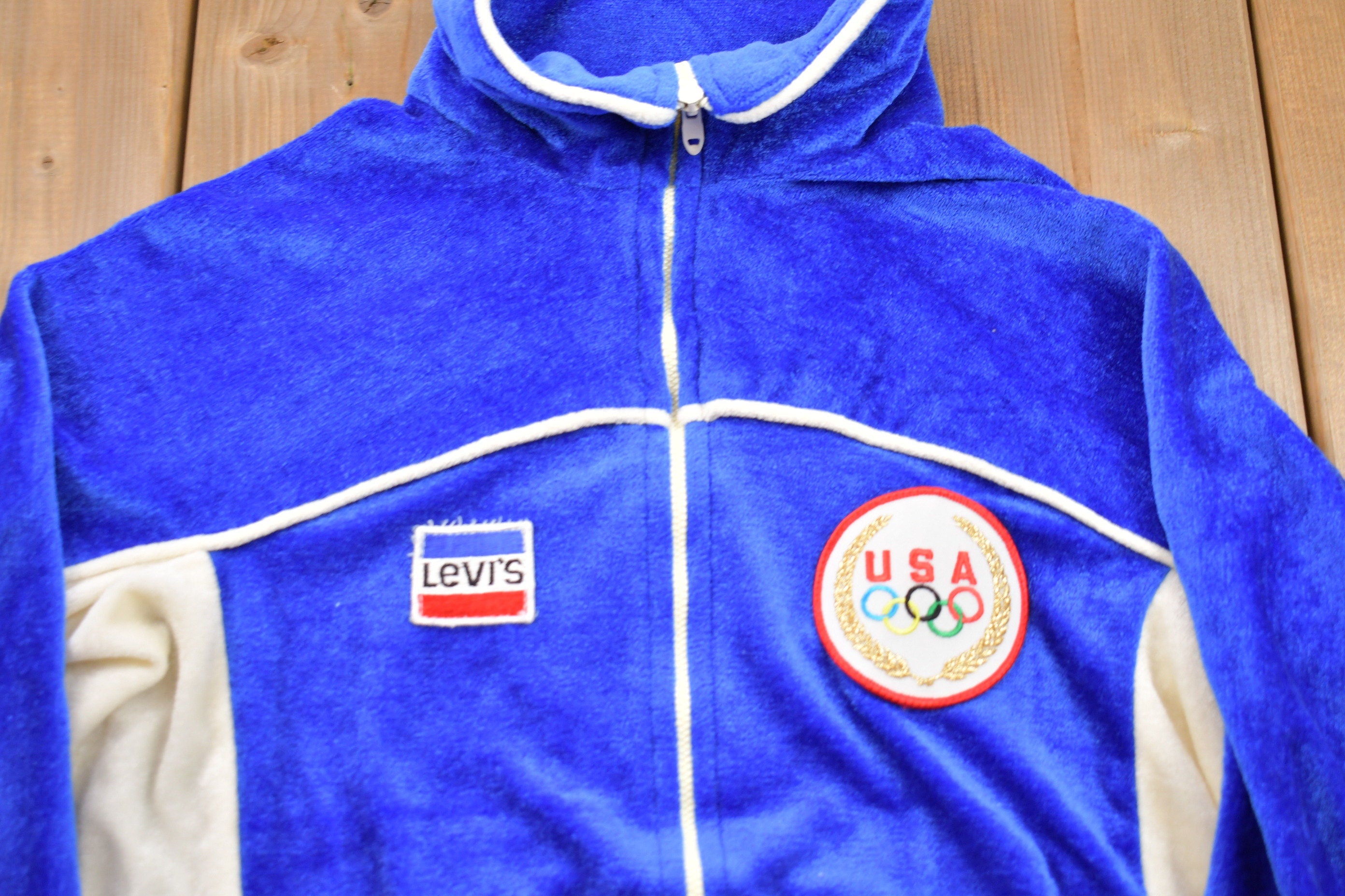 Vintage 1980s Levi's USA Olympics Full Zip Fleece Sweater