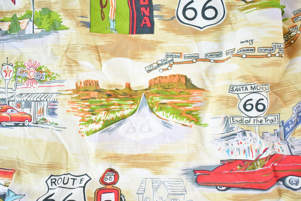 Vintage 1990s Pacific Legend Route 66 AOP Button Up Shirt Men's XL / Vintage Dress Shirt / Striped Button Up / Dinner Shirt