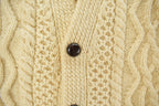 Vintage 1980s Bunratty Hand Knit Wool 3D Cable Knit Cardigan Sweater Men's Large