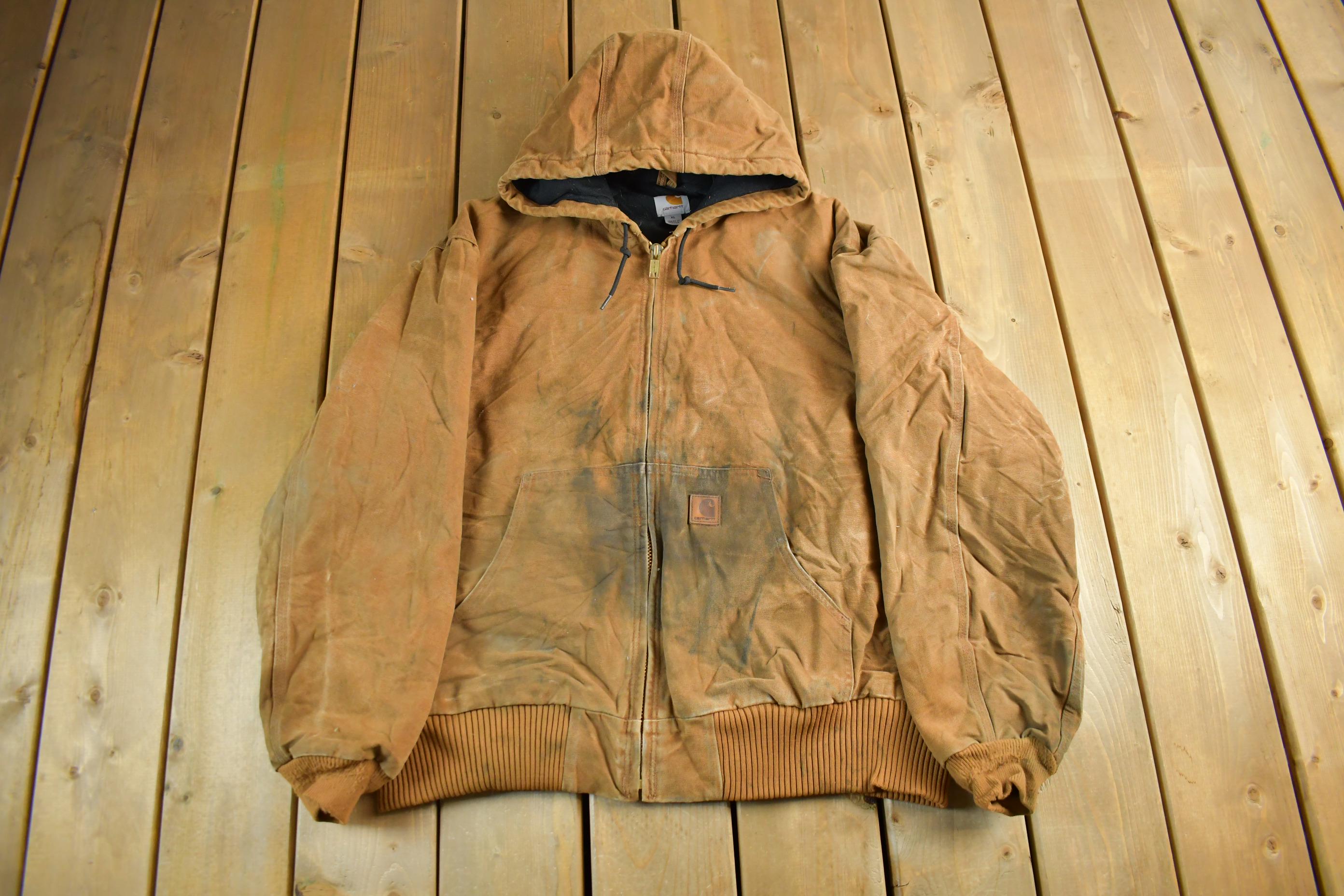 Vintage 1990s Carhartt Canvas Hooded Jacket Men's XL