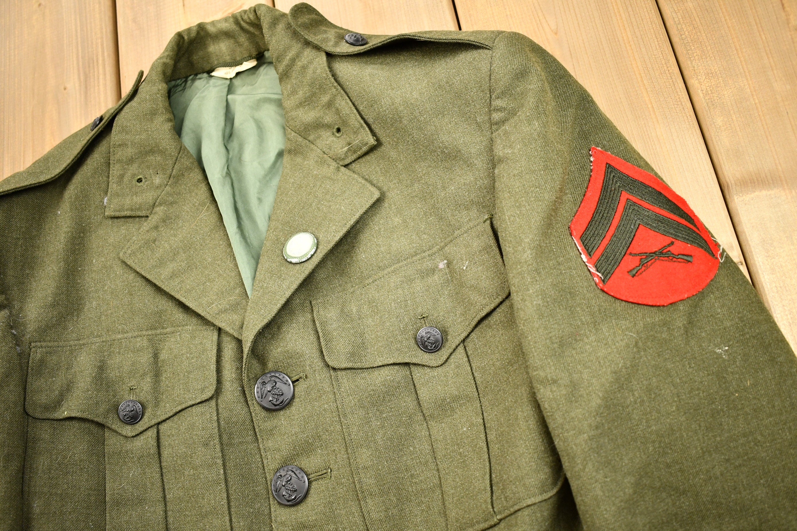 Vintage 1982 Army Military Button Up Blazer Jacket