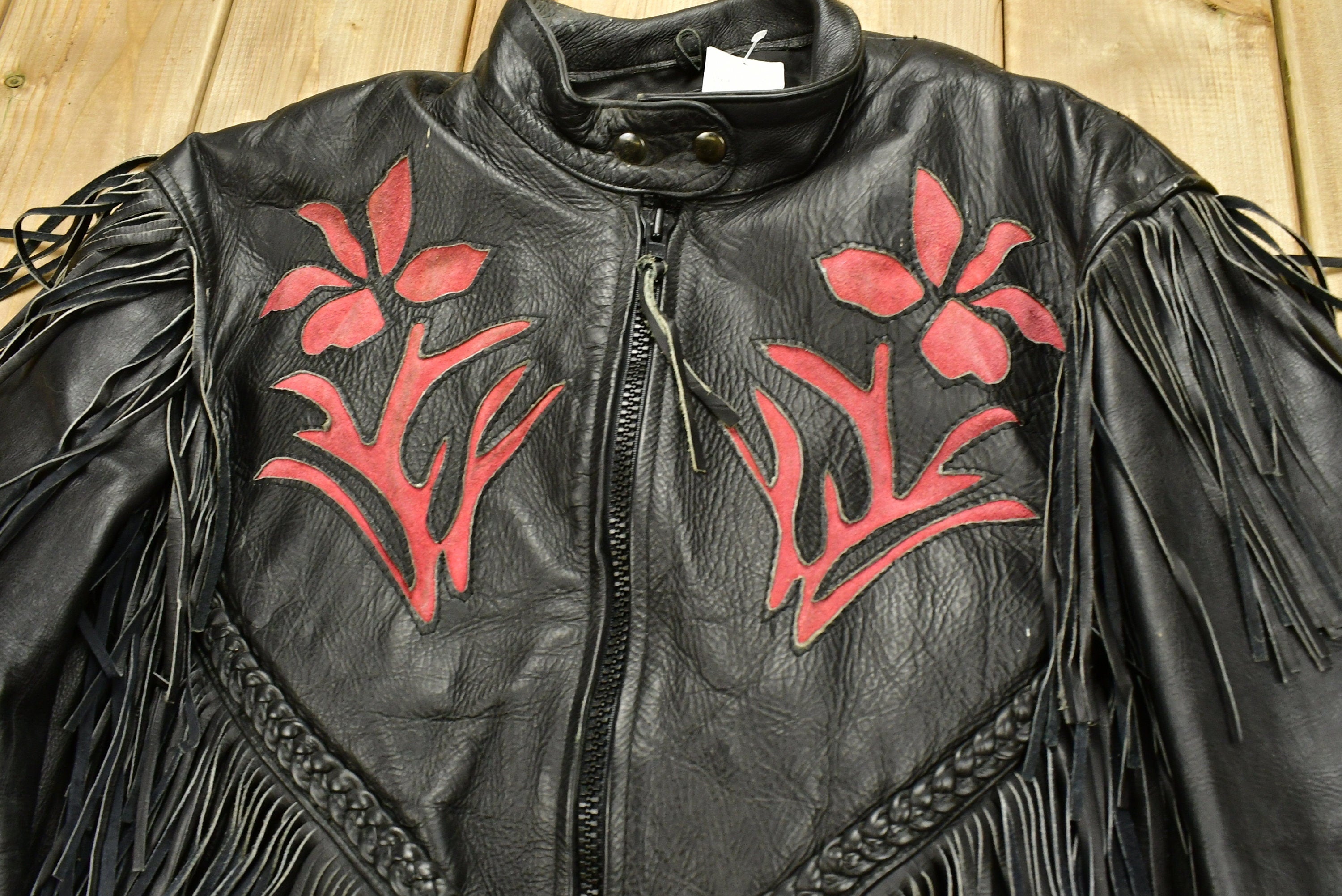 Vintage 1990s Unik Leather Collection Womens Motorcycle Jacket