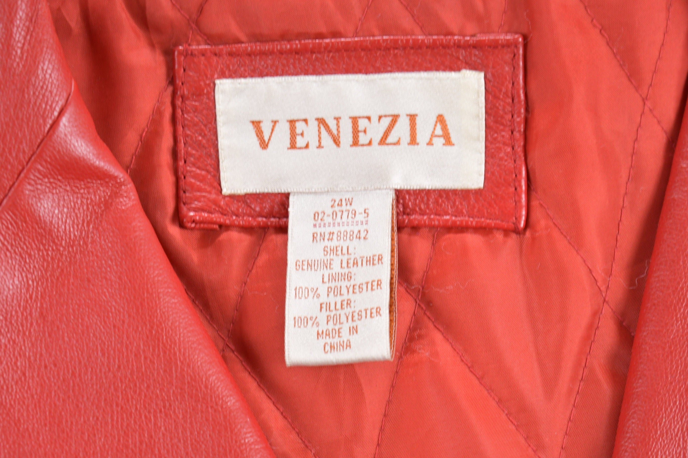 Vintage 1990s Venezia Red Leather Jacket