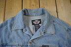 Vintage Y2K Harley Davidson Motorcycles Embroidered Jean Jacket - Large