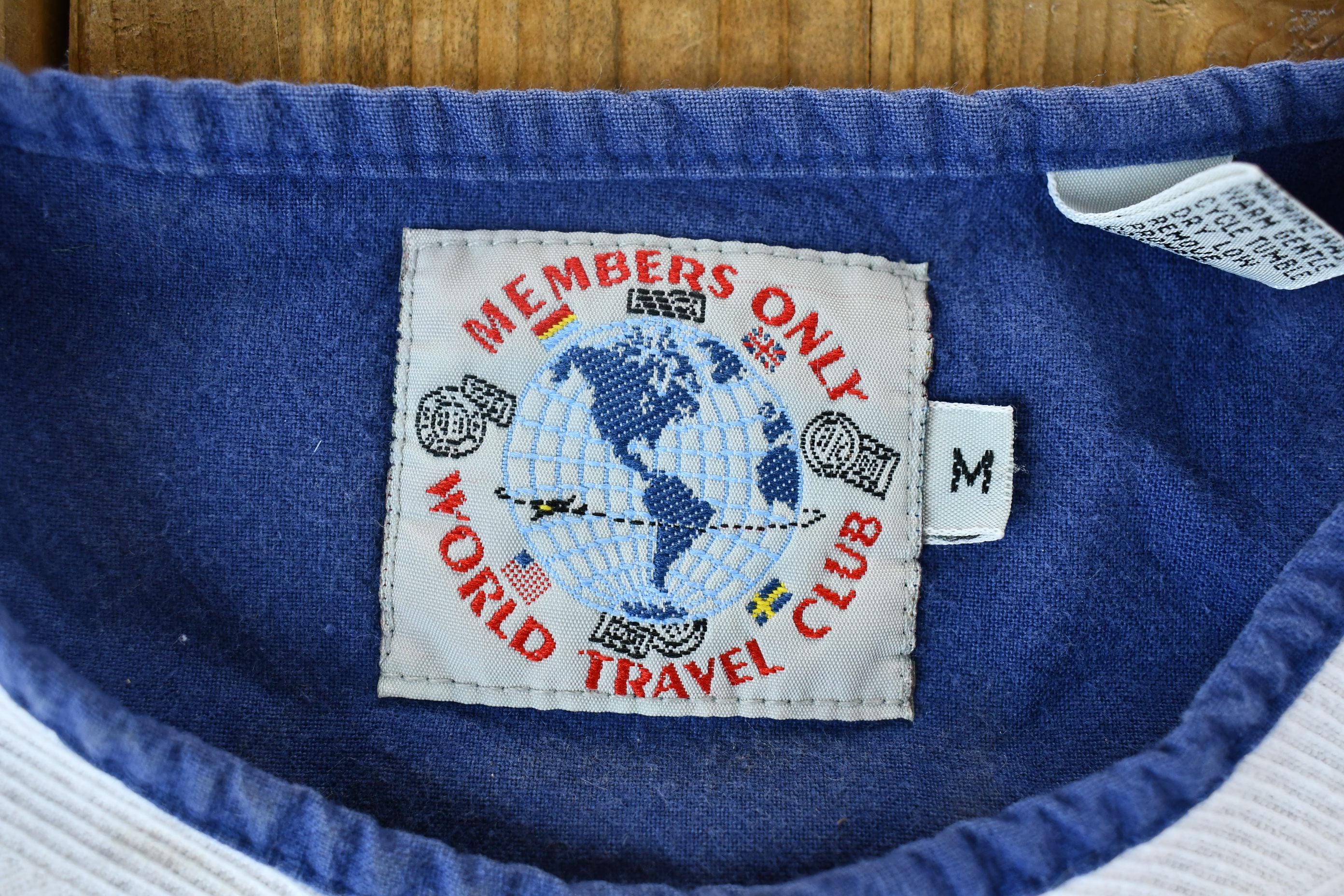 Vintage 1990s Members Only World Travel Club Textured Mandarin Collared Polo Shirt
