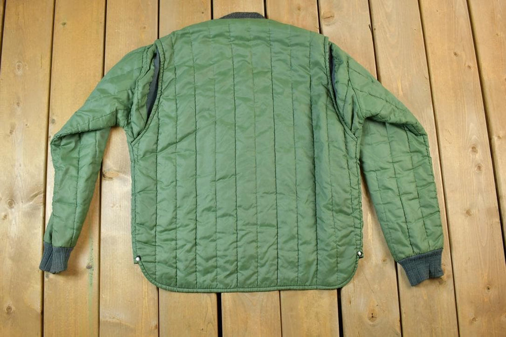 Vintage 1970s Army Green Military Windbreaker Button Up Army Jacket