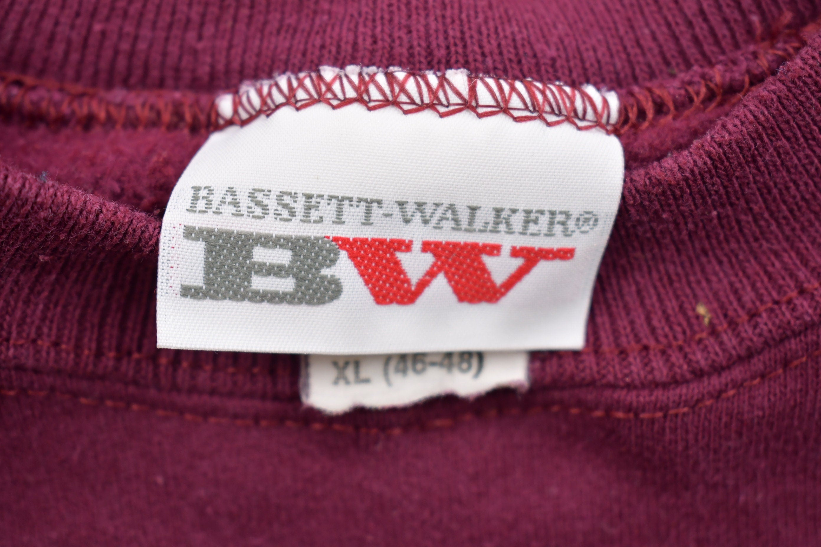 Vintage 1990s Bassett Walker Maroon Blank Crewneck Sweatshirt