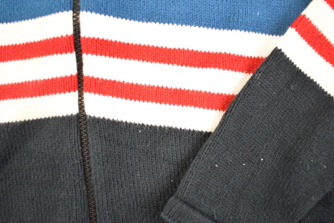 Vintage 1990s Izod Striped Zip Up Knit Crewneck Sweater Men's S  Abstract Pattern 3D Knitted Sweatshirt