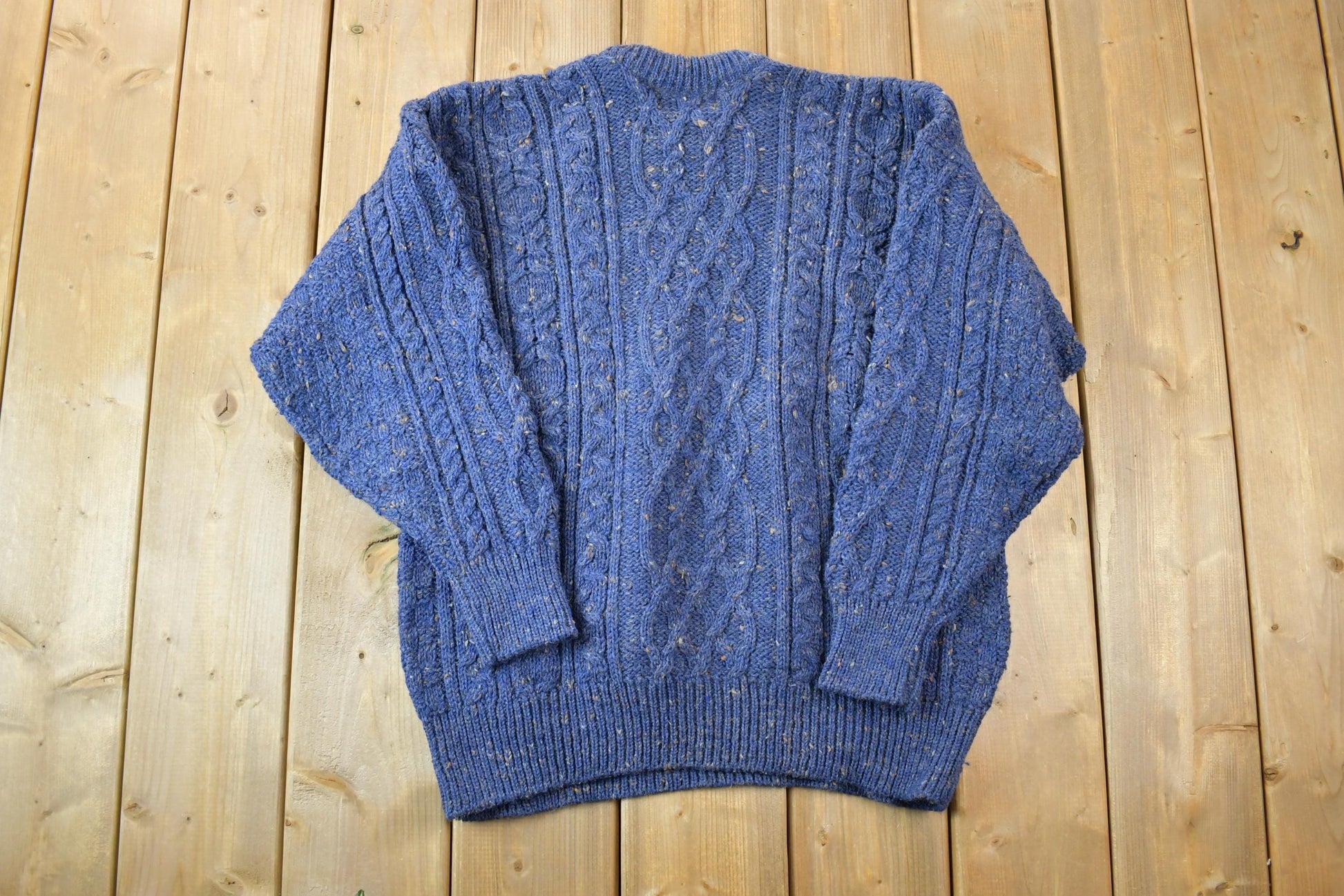 Vintage 1990s Callan Ireland 3D Colored Cable Knit Crewneck Sweater