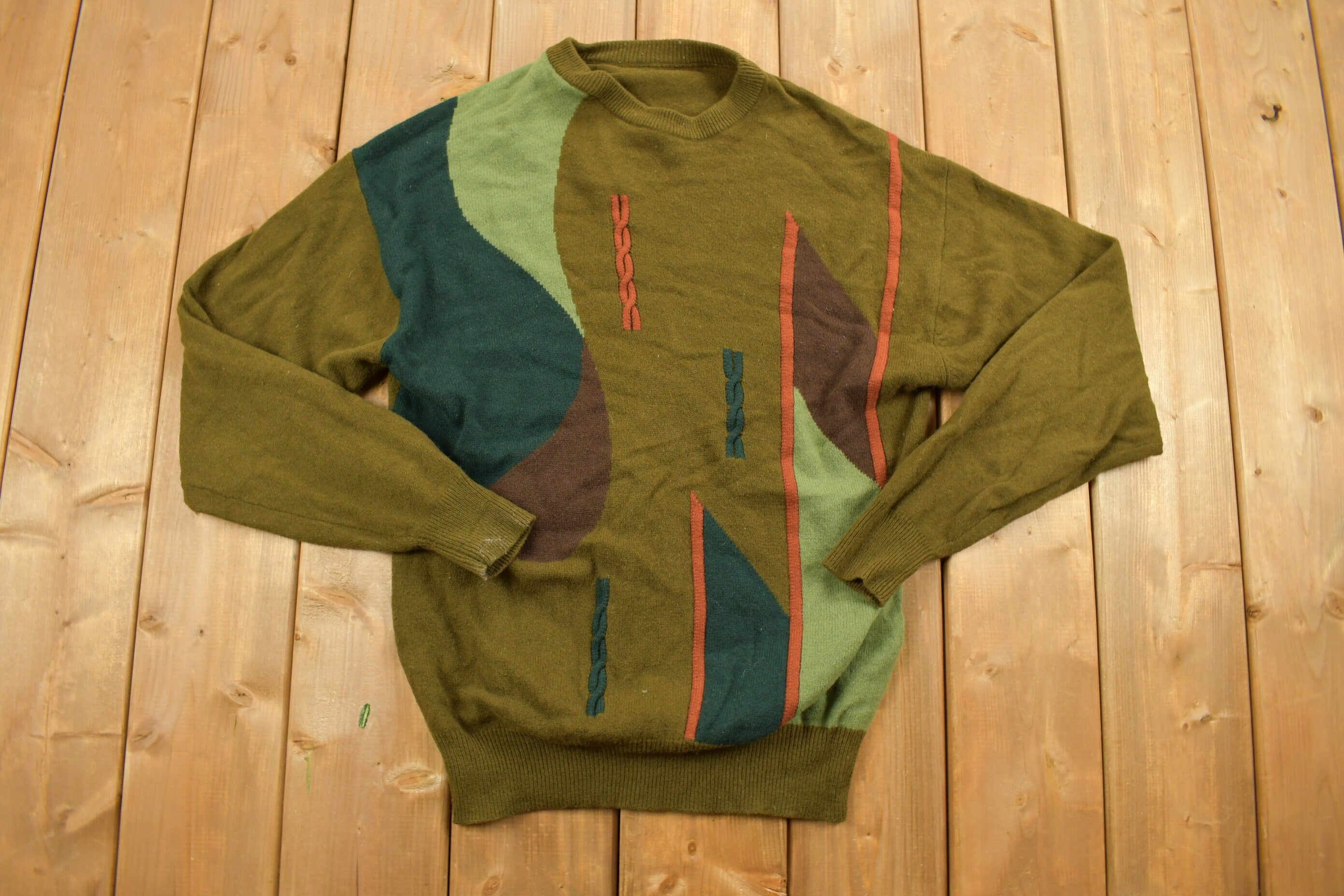 Vintage 1990s Abstract Knitted Crewneck Sweater