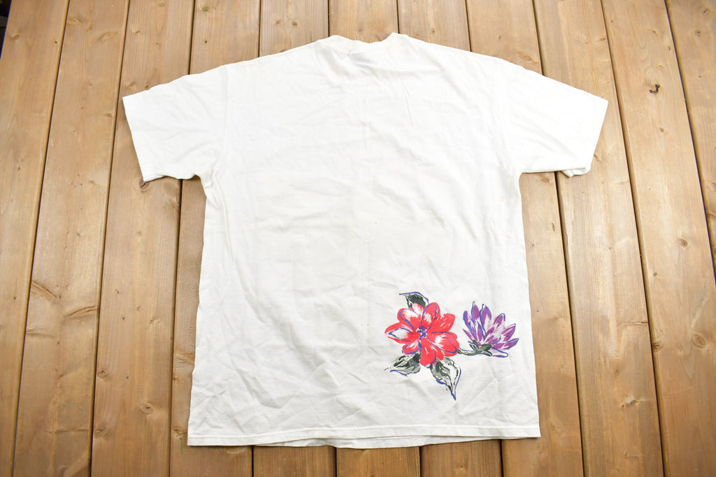 Vintage 1980s Flowers Graphic T-Shirt Single Stitch