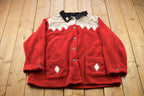 Vintage 1990s Button Up Red Fleece Sweater