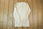 Vintage 1990s Cream Quarter Button Crewneck Sweatshirt /
