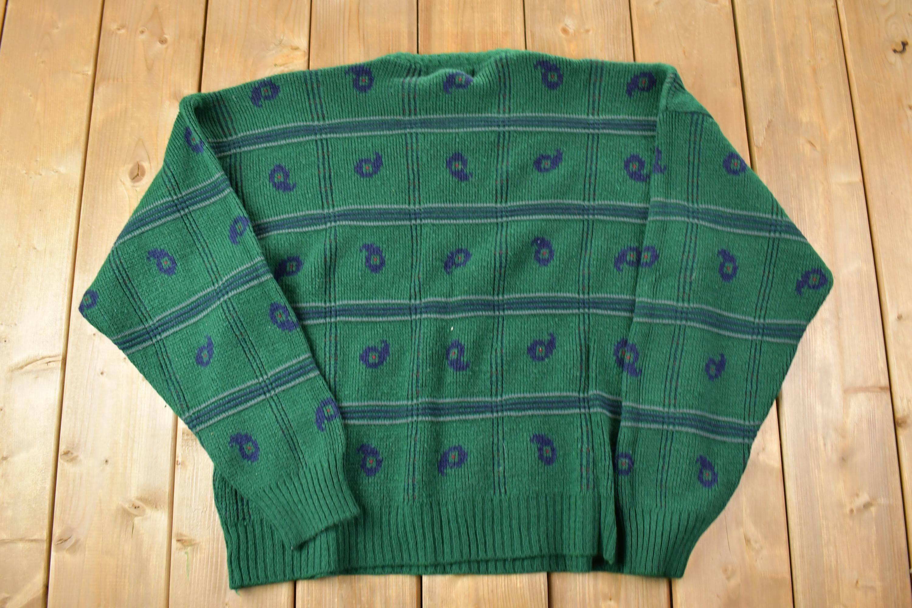 Vintage 1990s Fellini Paisley Knit Crewneck Sweater