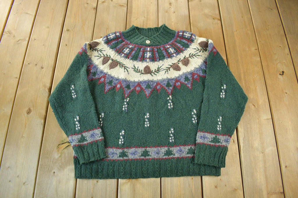 Vintage 1990s St. John's Bay Knit Abstract Pattern Crewneck Sweater Women's Small