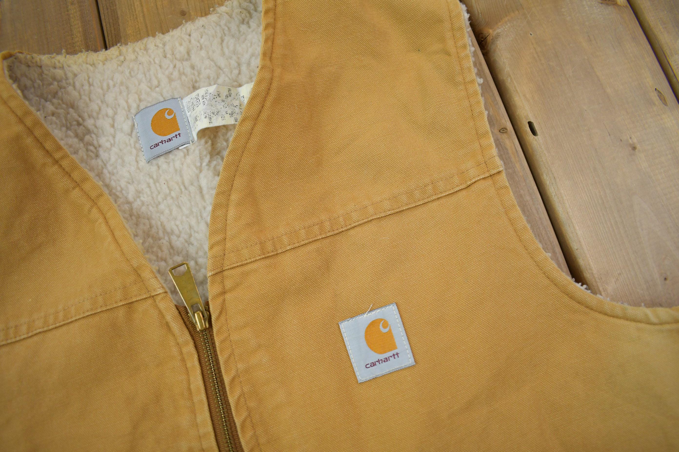 Vintage 1980s Carhartt Sherpa Lined Work Vest Made In USA Size 2XL