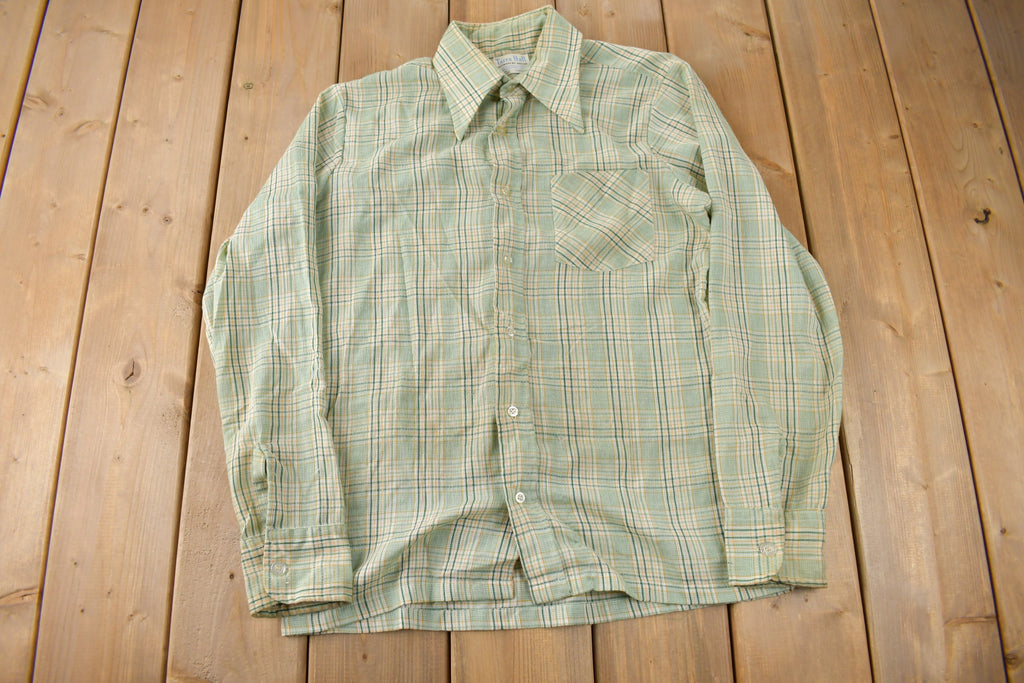 Vintage 1980s Tarra Hall Permanent Press Plaid Button Up Flannel Shirt Made In Canada