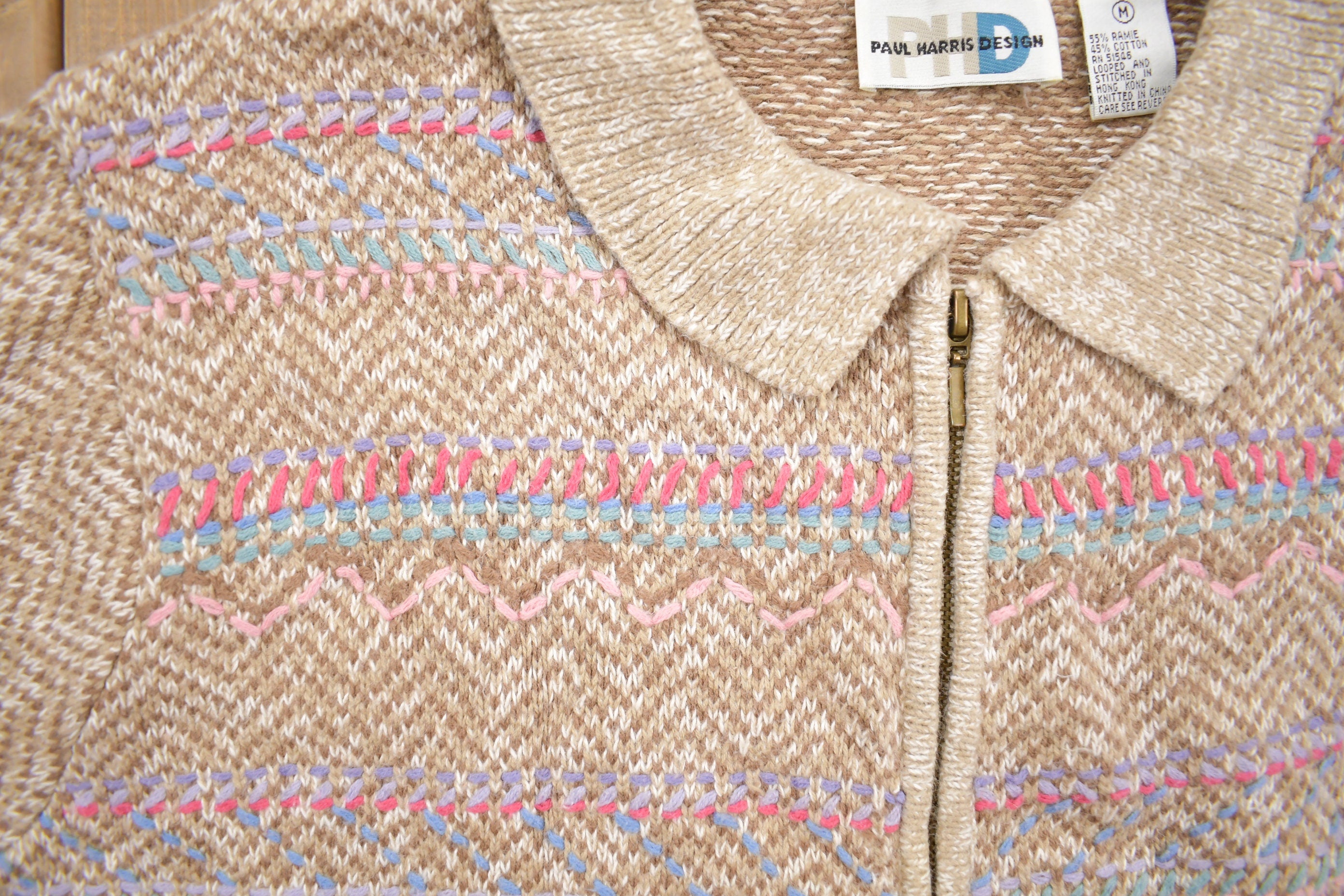 Vintage 1990s Paul Harris Design Knit Zip Up Mohair Sweater