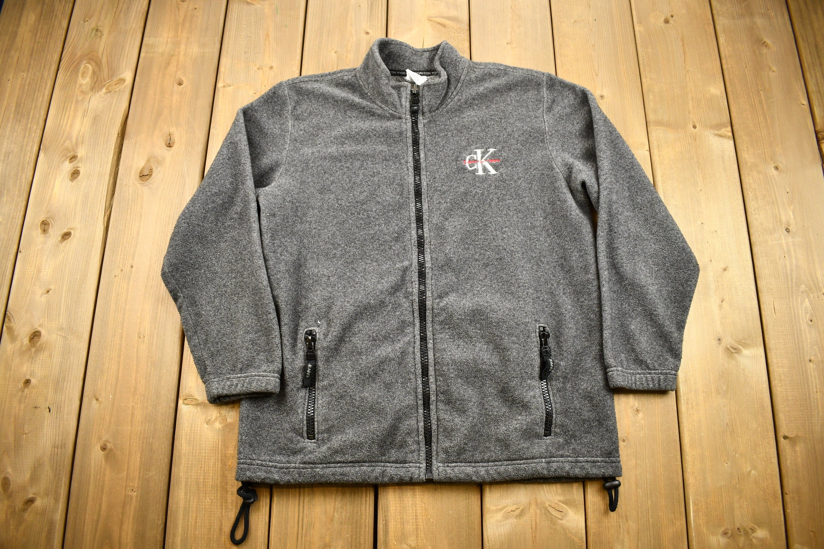 Vintage 1990s Calvin Klein Full Zip Fleece Sweater