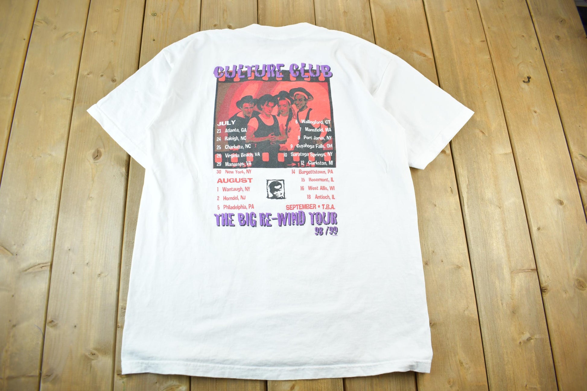 Vintage 1998 1999 Culture Club Band T-Shirt Big Re-Wind Tour Mens XL