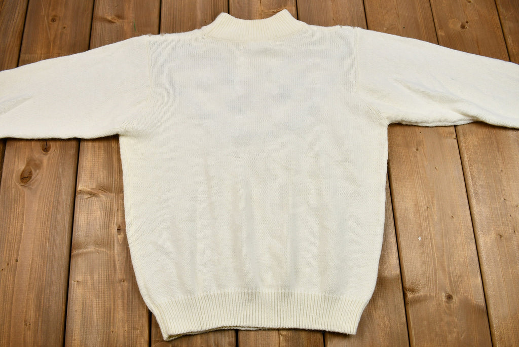 Vintage 1990s Alfred Dunner Floral Embroidered Mockneck Knit Sweater