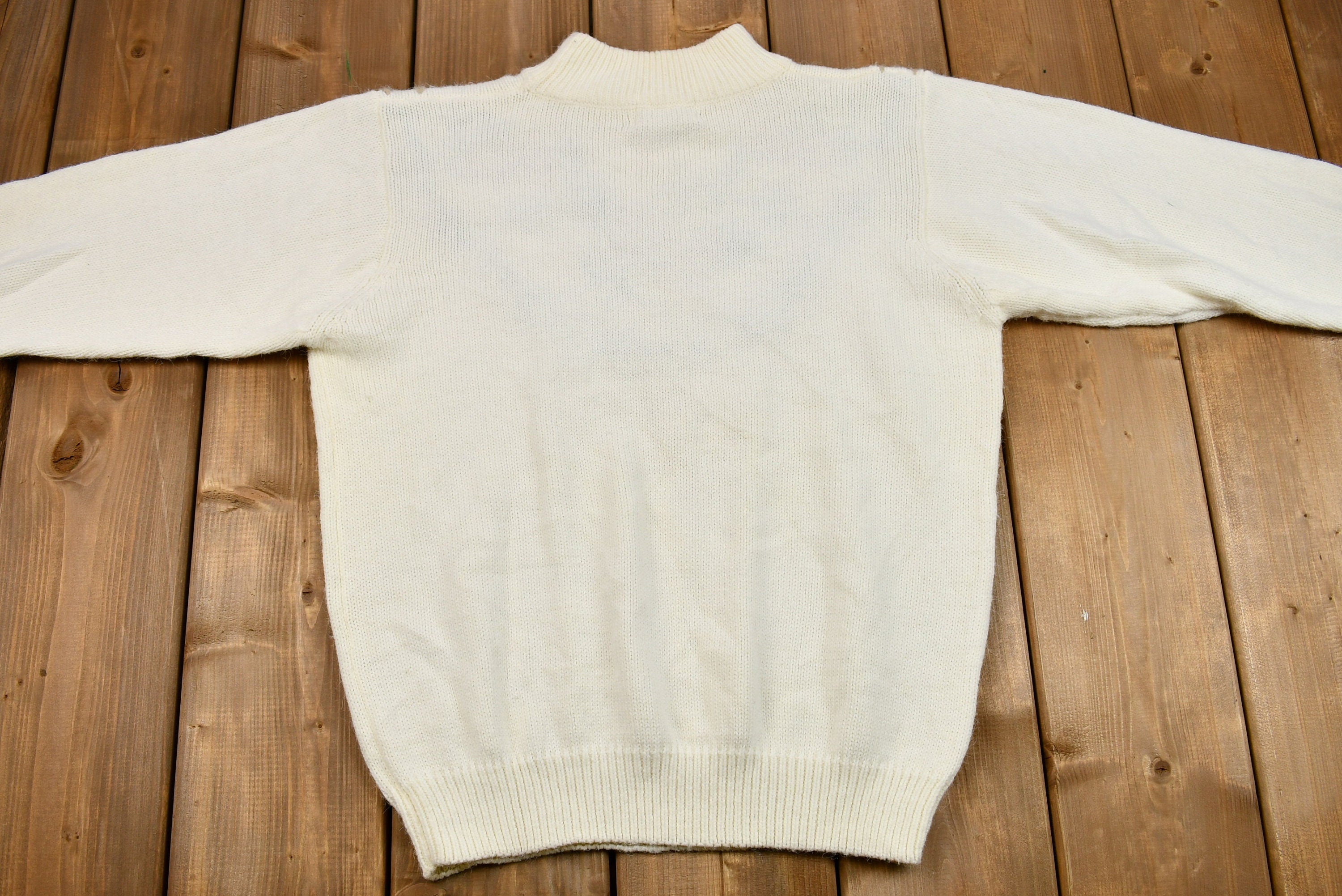 Vintage 1990s Alfred Dunner Floral Embroidered Mockneck Knit Sweater