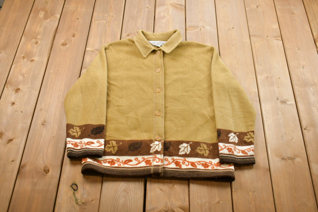 Vintage 1990s Fleece Button Up Sweater / 90s Fleece Button Up / Streetwear / Casual / Athleisure / Hiking