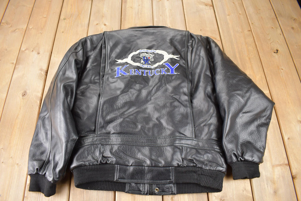 Vintage 1990s University of Kentucky Wildcats Collegiate Football NCAA Leather Jacket Size Women's Large