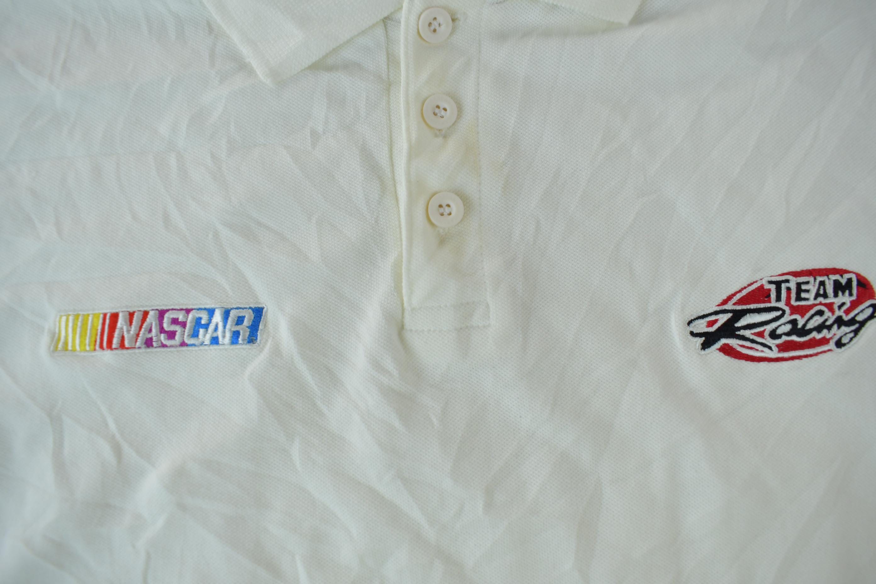 Vintage 1990s NASCAR Racing Team Polo Shirt / 90s / Y2K Style / Streetwear Fashion / Embroidered Patchwork / Racing / Color Block