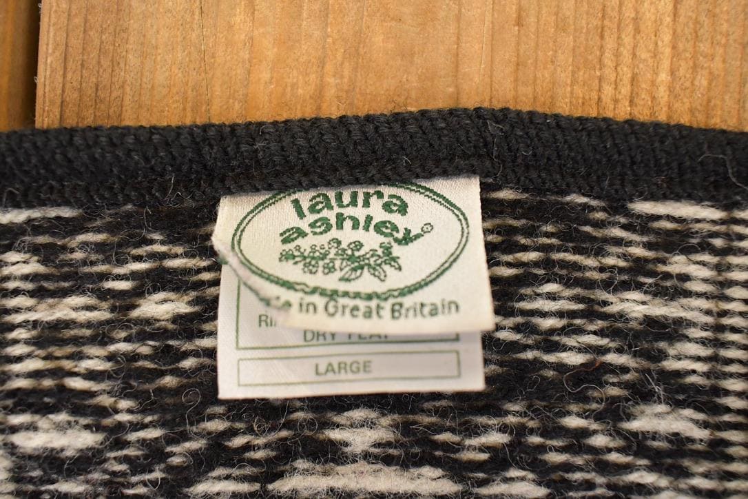 Vintage 1990s Laura Ashley Wool Knit Cardigan Sweater Women's S