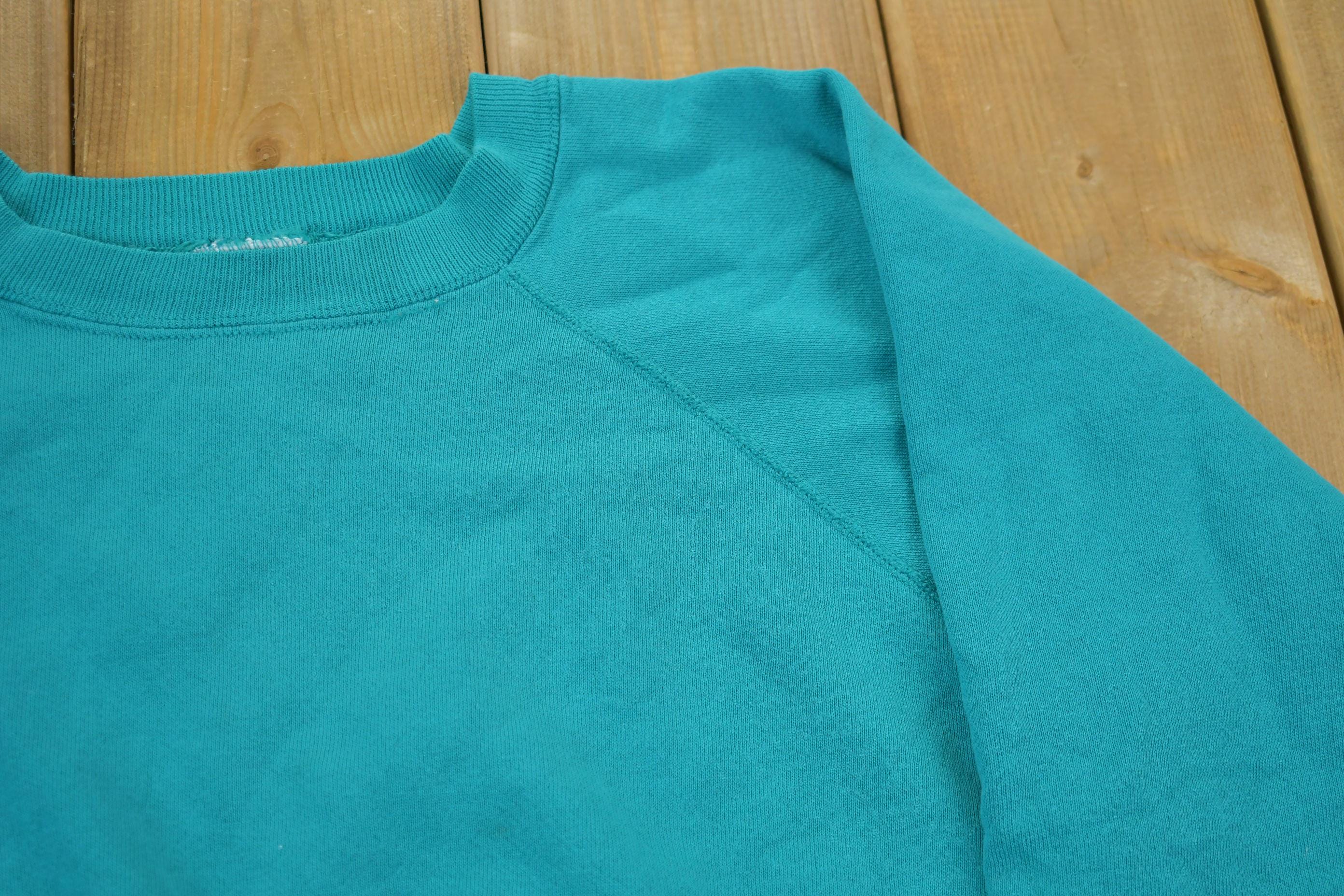 Vintage 1990s Teal Hanes Crewneck Sweatshirt Made In USA