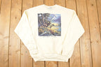 Vintage 1990s September Passage Deer Family Graphic Print Heavyweight Crewneck Sweatshirt Mens L