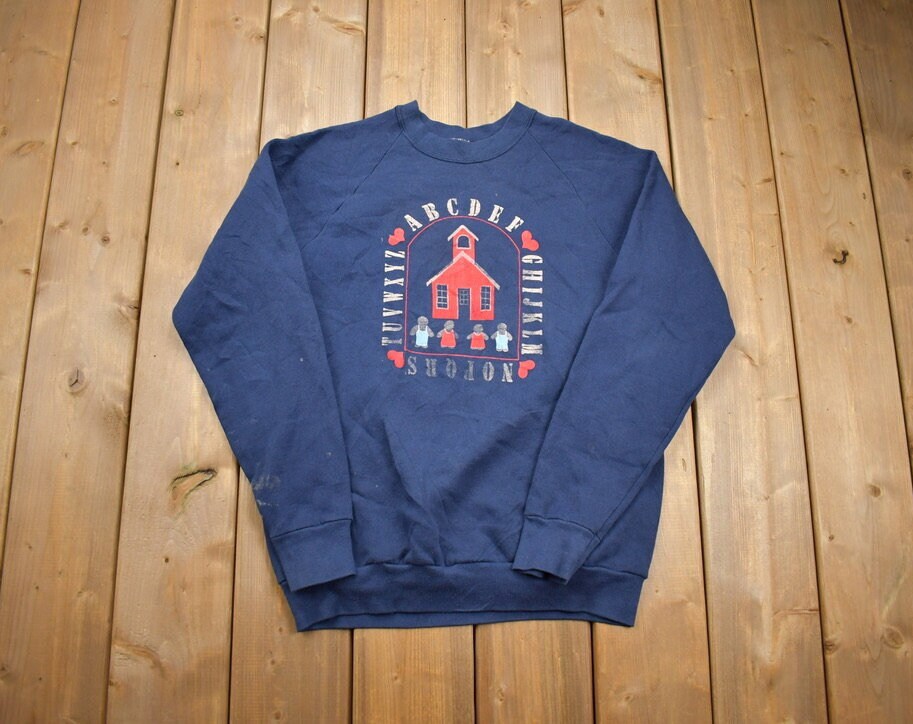 Vintage 1990s Alphabet School Crewneck Sweatshirt