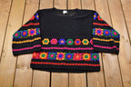 Vintage 1990s Simon Chang Floral Print Knitted Sweater