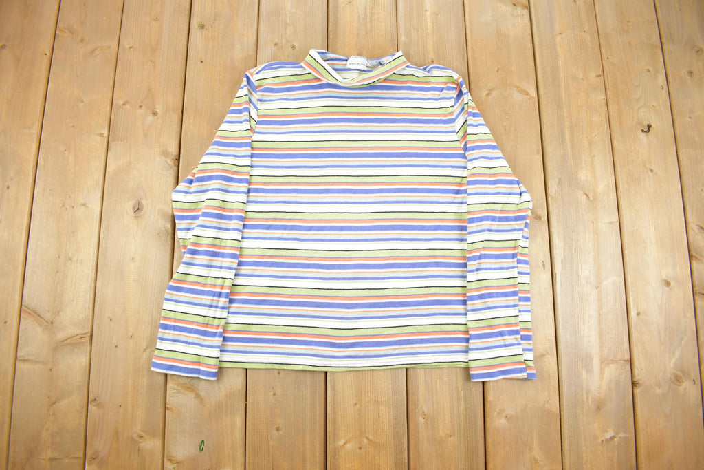 Vintage 1990s White Stag Striped Long Sleeve Turtle Neck